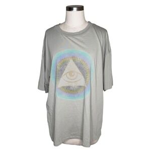 FREE‎ PEOPLE X VINTAGE SOULS T-Shirt Grey Green Graphic Eye Women's Size Medium